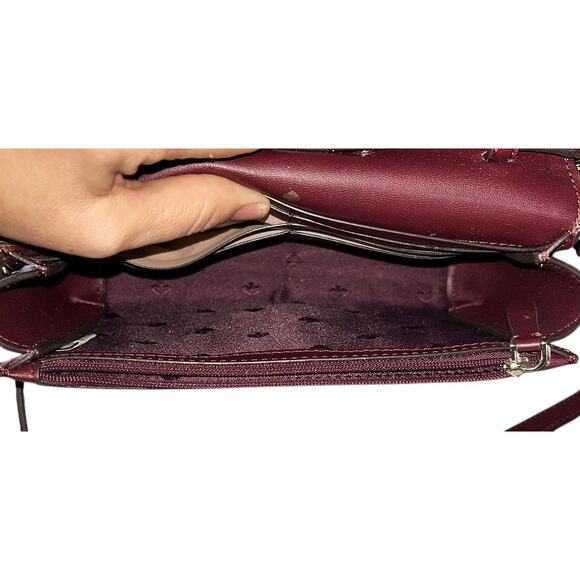 Kate Spade Cameron Small Flap Leather Burgundy Crossbody Bag - Picture 7 of 9
